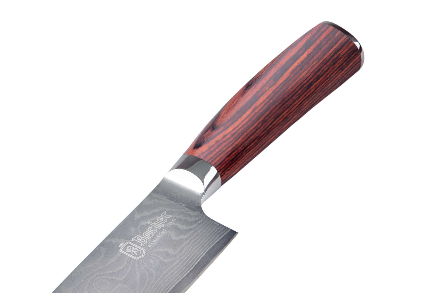 Nóż santoku, stal damasceńska 18 cm, brązowy