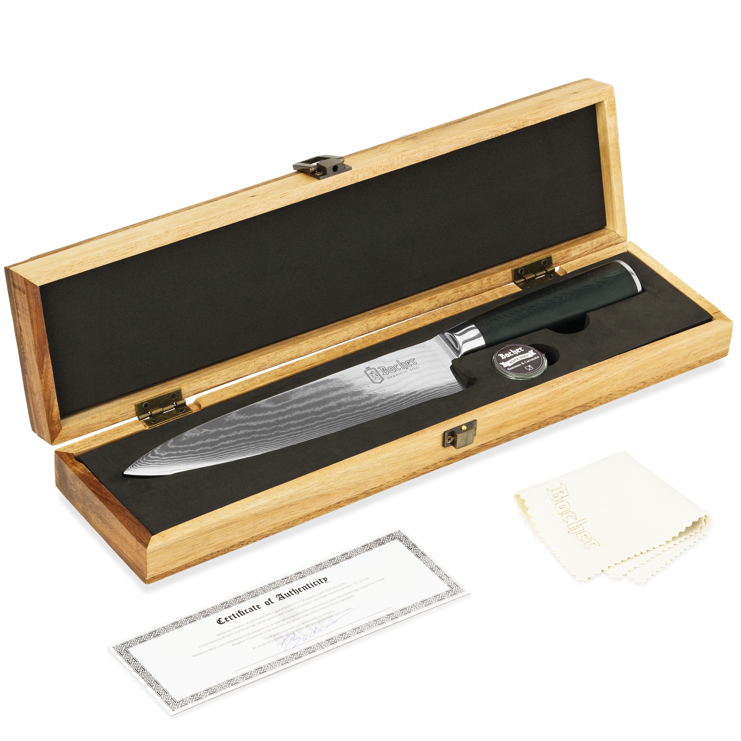 Chef's knife, Damascus steel 20 cm, black