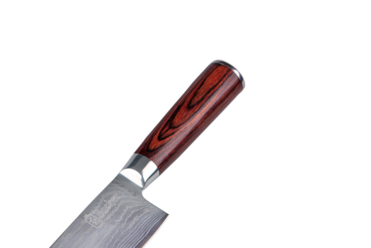 Chef's knife, Damascus steel 20 cm, brown