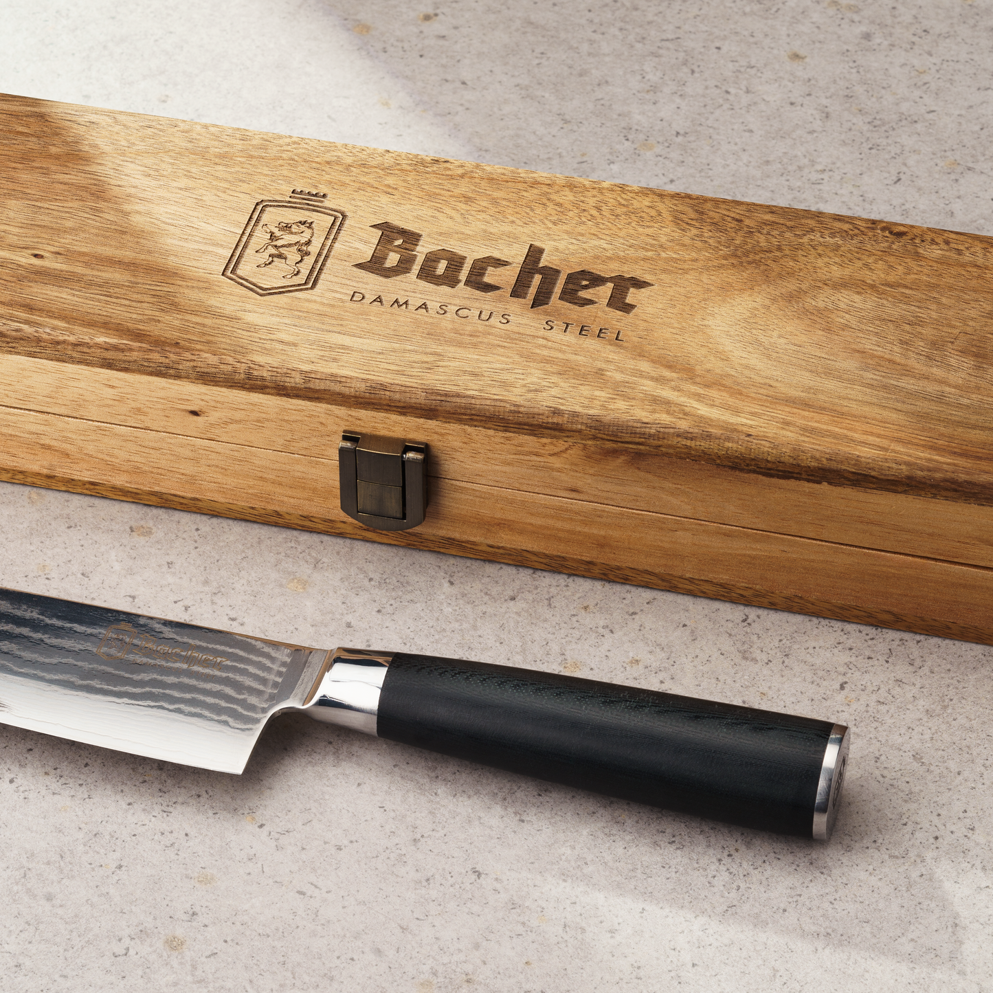 Chef's knife, Damascus steel 20 cm, black