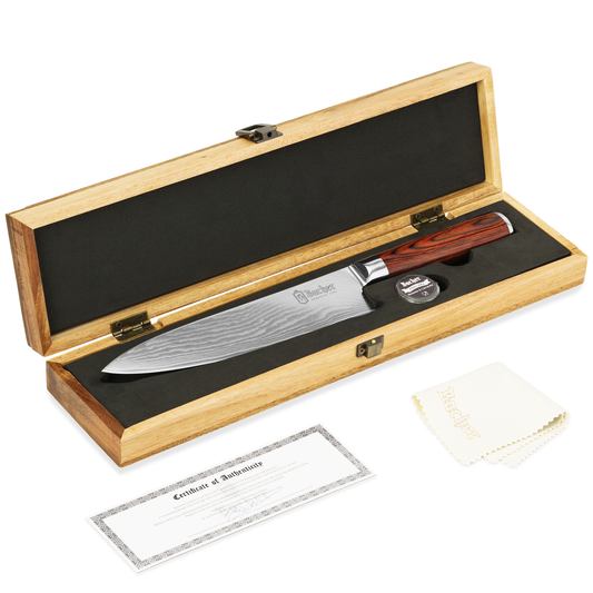 Chef's knife, Damascus steel 20 cm, brown