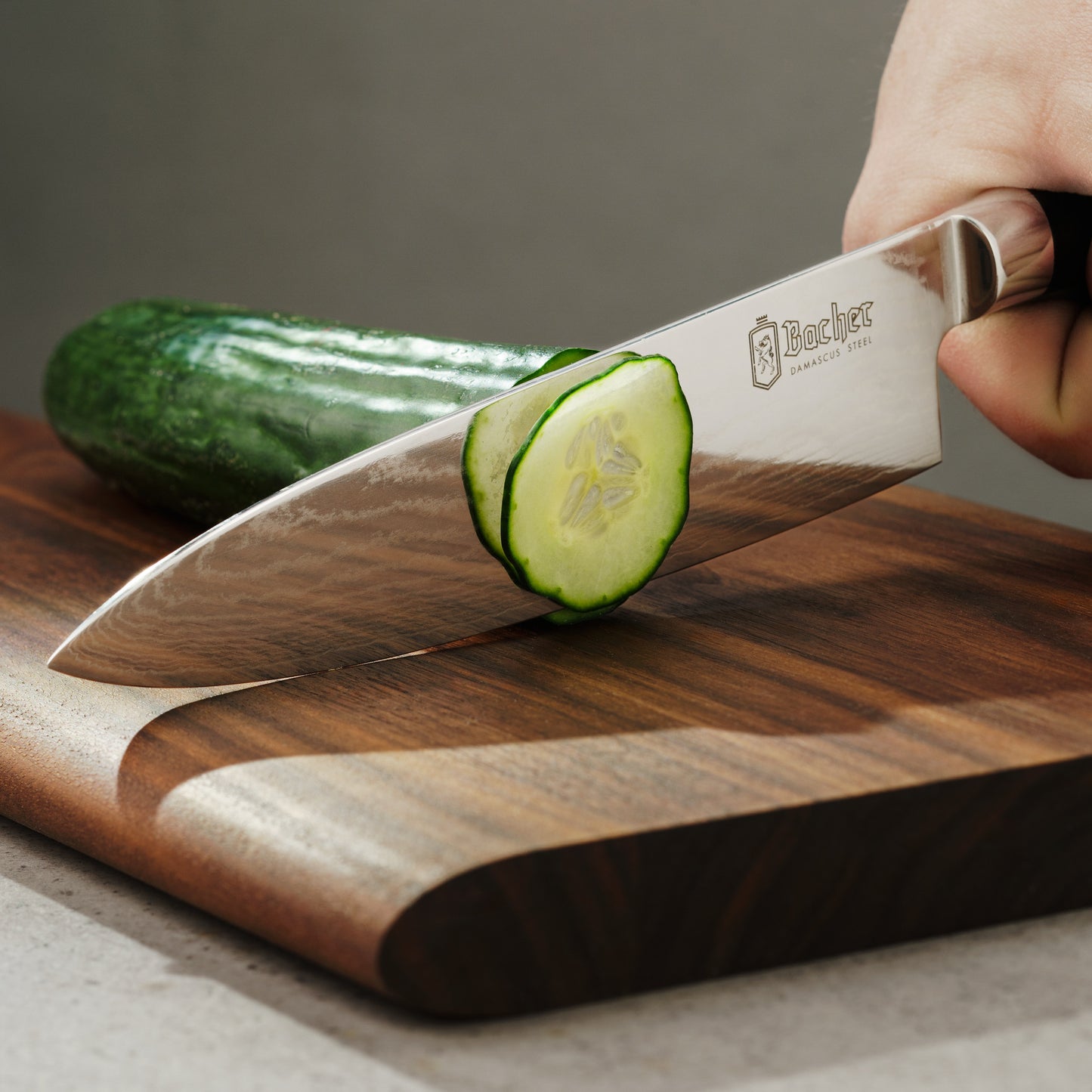 Chef's knife, Damascus steel 20 cm, brown