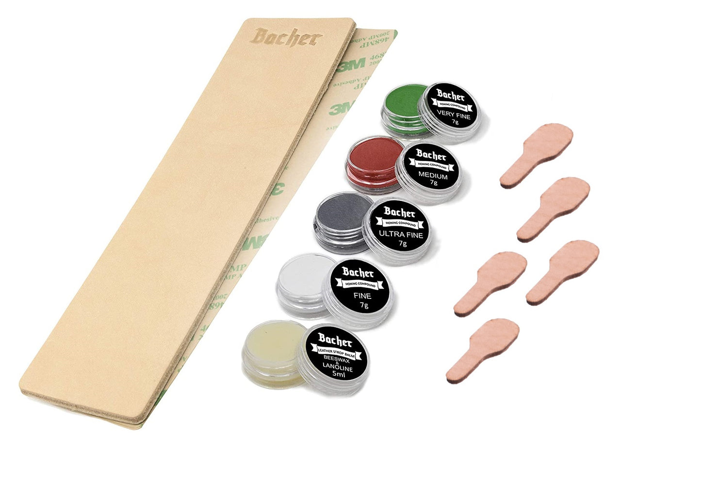 Leather DIY knife polishing strop kit with 3M tape and polishing paste kit