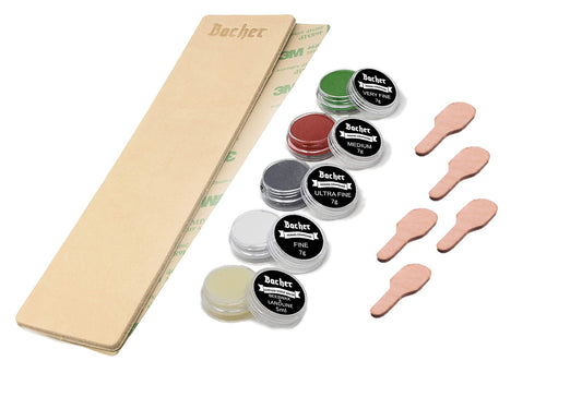 Leather DIY knife polishing strop kit with 3M tape and polishing paste kit