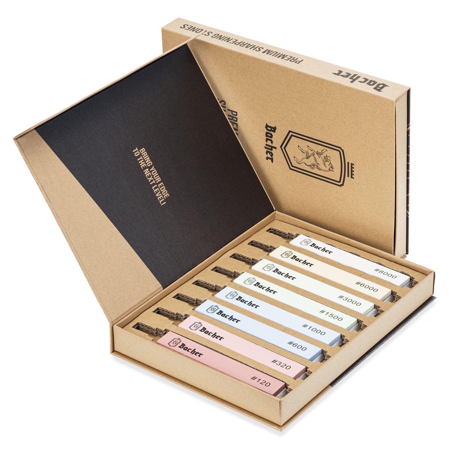 Whetstones with base for knife sharpening systems, set of 8 pcs. system stones