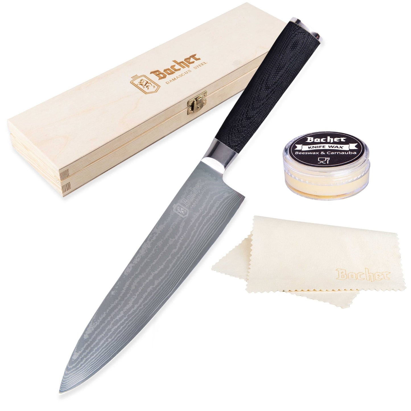 Chef's knife, Damascus steel 20 cm, black