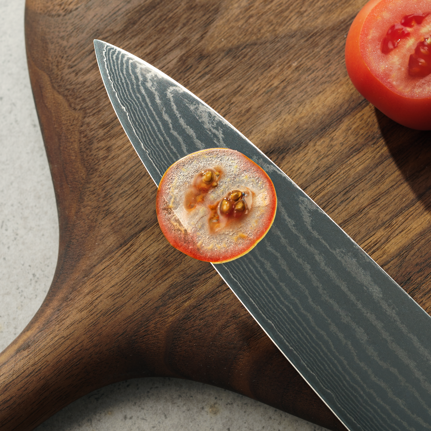 Chef's knife, Damascus steel 20 cm, brown