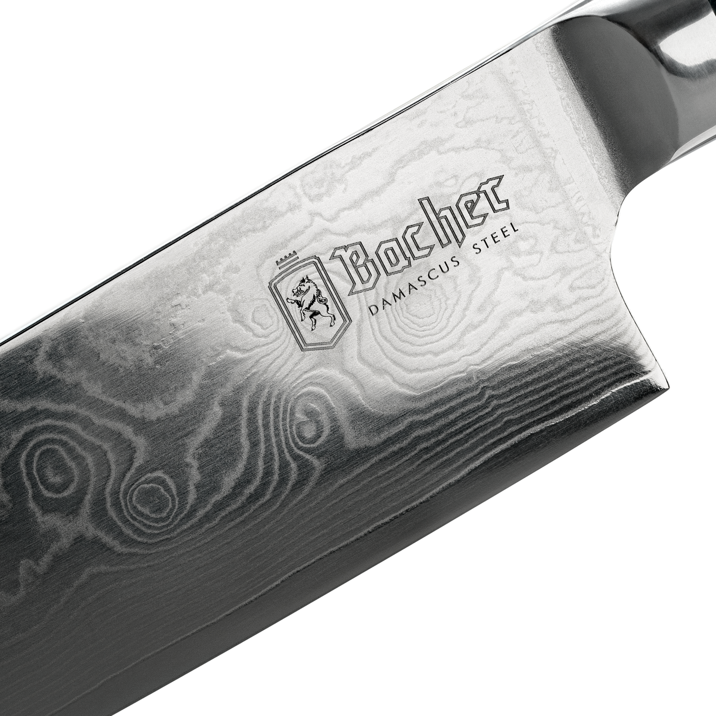 Santoku knife, Damascus steel 18 cm, brown