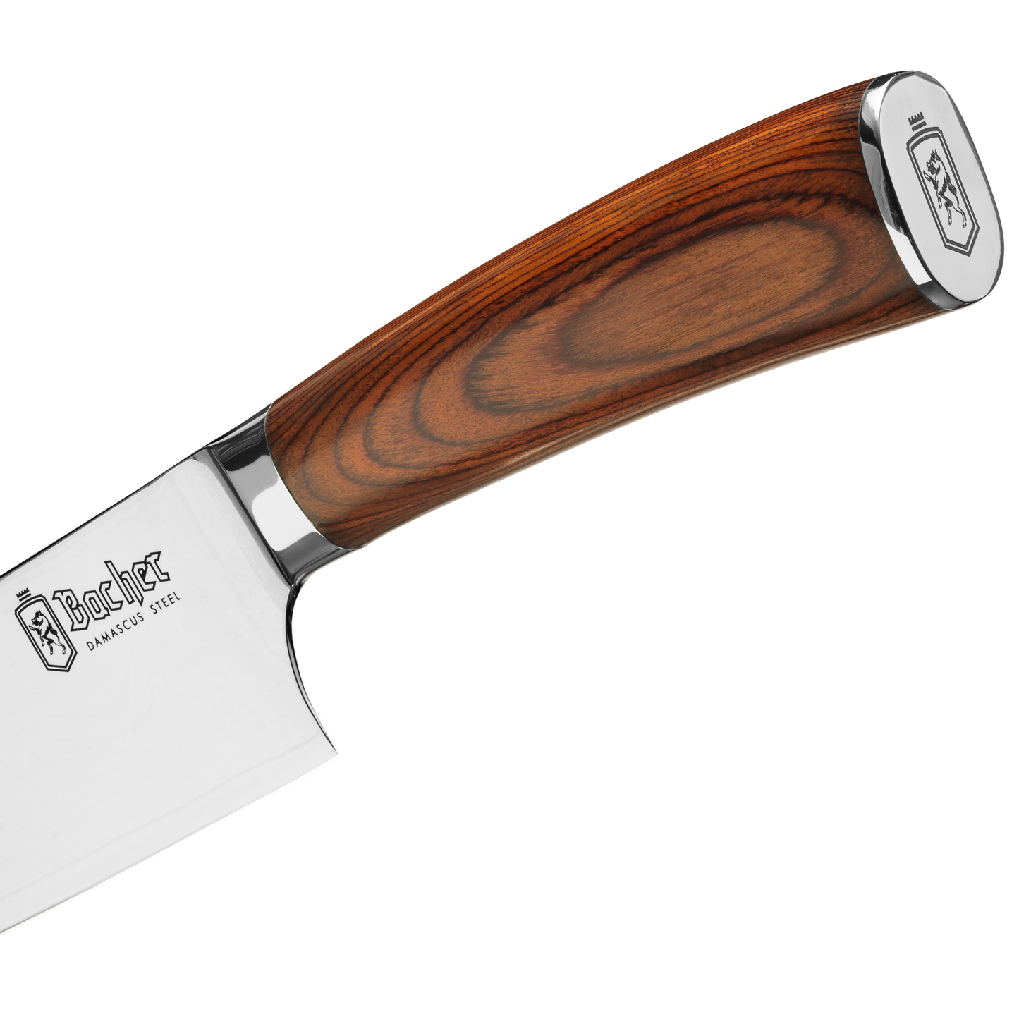 Santoku knife, Damascus steel 18 cm, brown